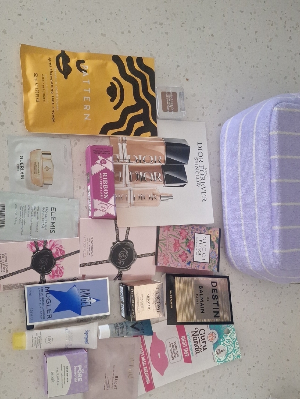 Lavender Striped Cosmetic Pouch Bundle